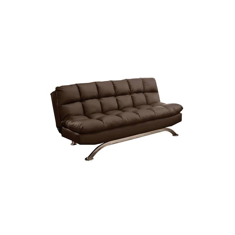 Dark Brown Faux Leather Sleeper Sofa Bed I530