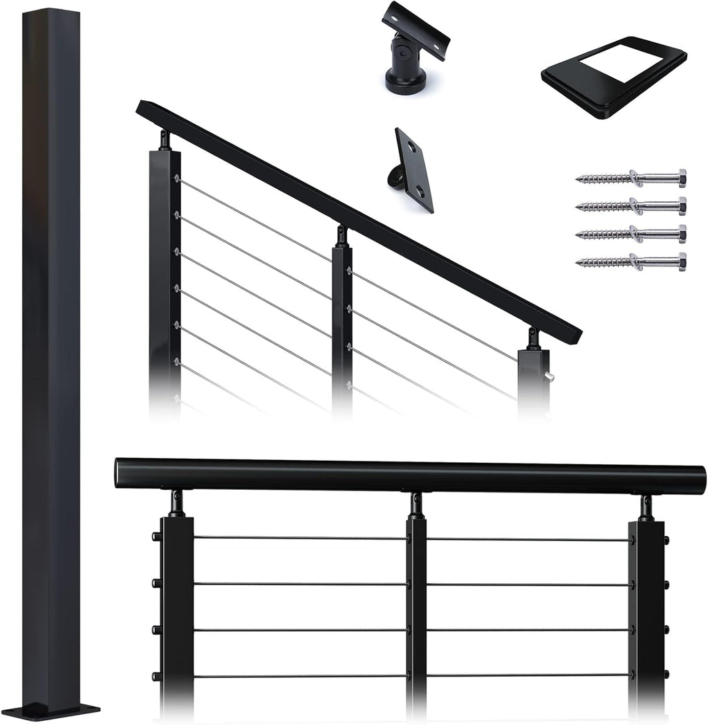 Square 36x2x2 304 Stainless Steel Black Pre-drilled Post J568