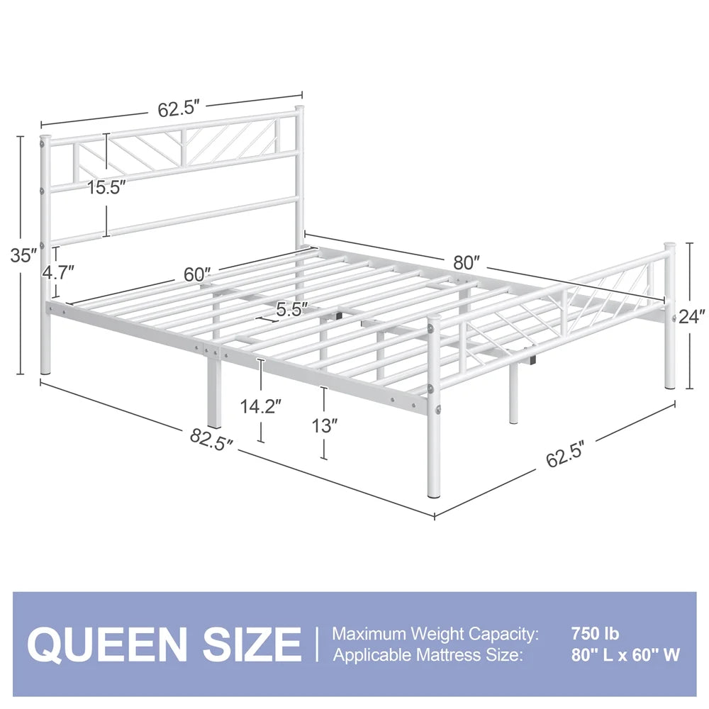 Queen Size Black Metal Platform Bed D59534