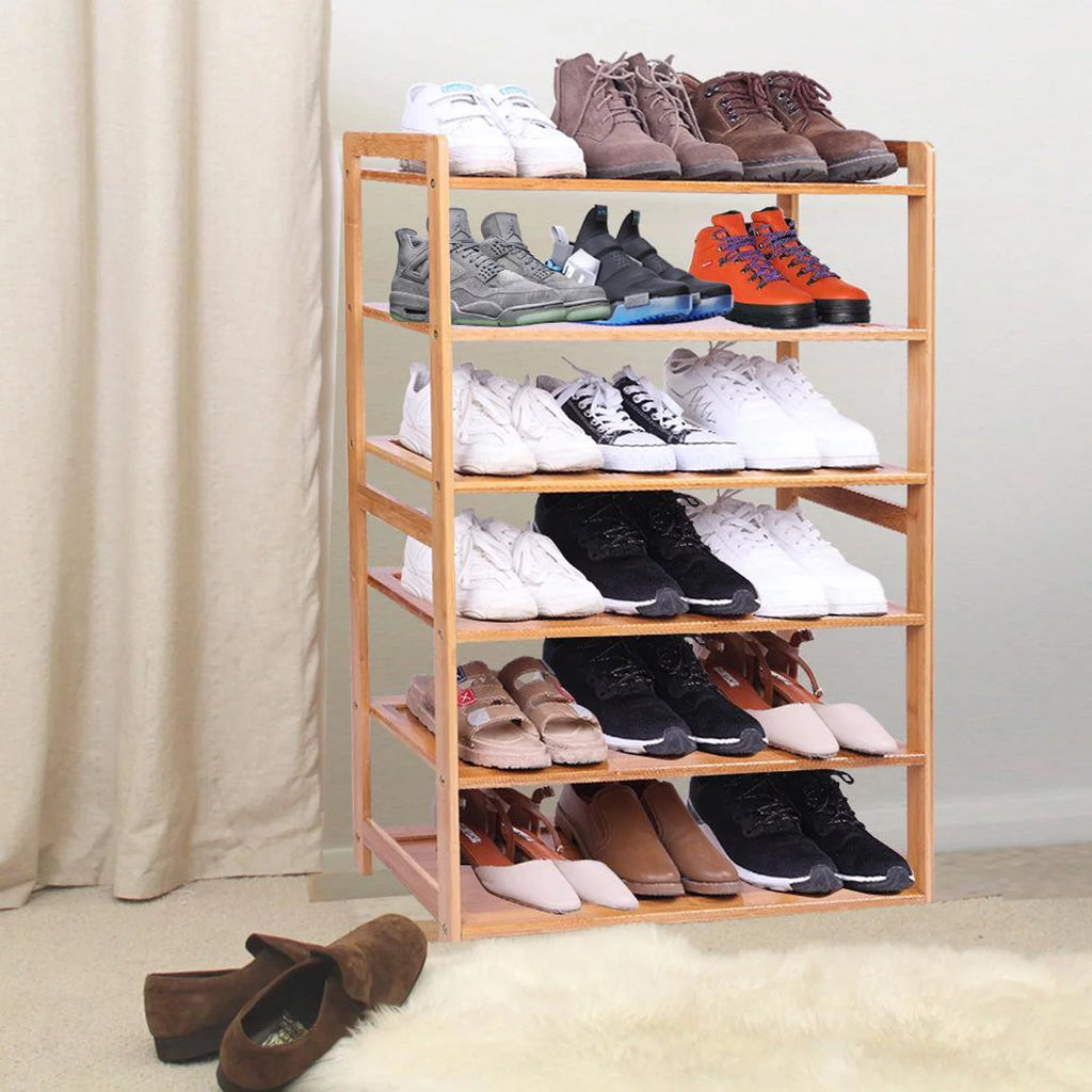 Natural Bamboo 6 Tiers Shoe Rack C26605