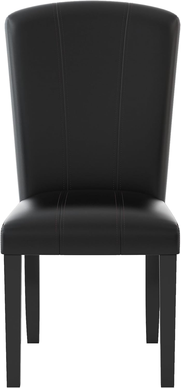 Dark Espresso 5pc Dining Set Marble Top Table and 4 Chairs Faux Leather Upholstery S71456