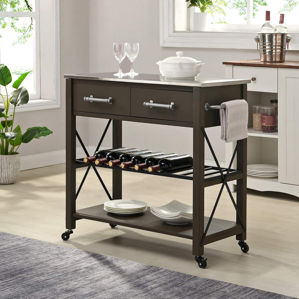 White Farmhouse Kitchen Cart P393236
