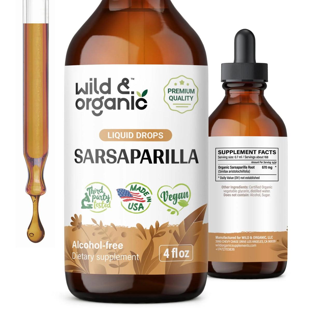 Organic Sarsaparilla Root Liquid Drops 4 fl oz Q852423