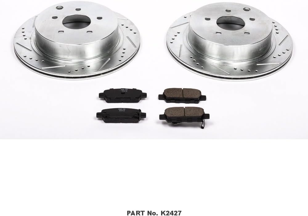 Rear Z23 Carbon Fiber Brake Pads with Drilled & Slotted Brake Rotors Kit F192105