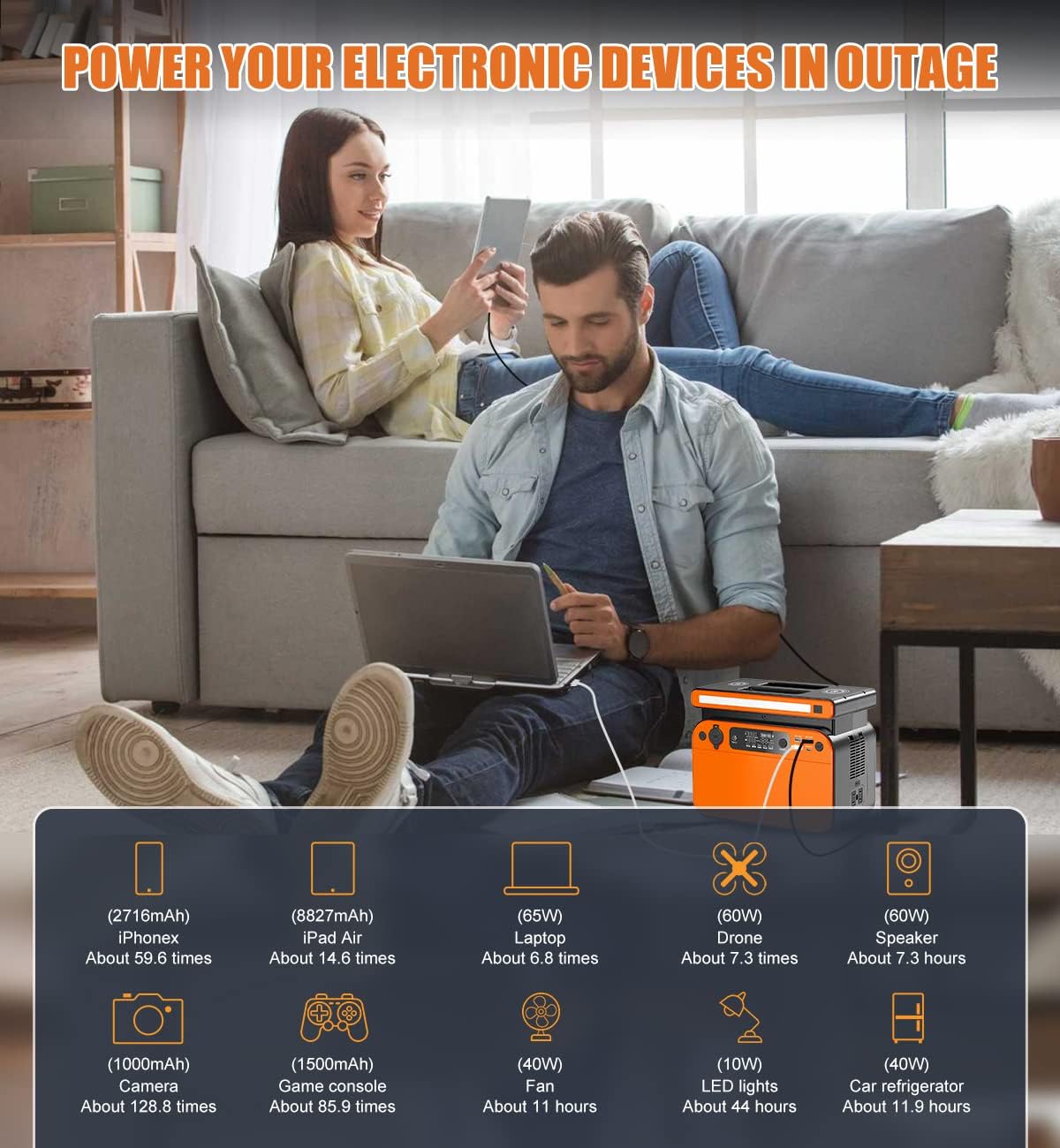 Portable Power Station 500W 518Wh LiFePO4 Battery Pack N393