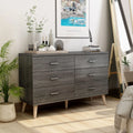 Distressed Grey 6-Drawer Dresser with Bar Pulls L105