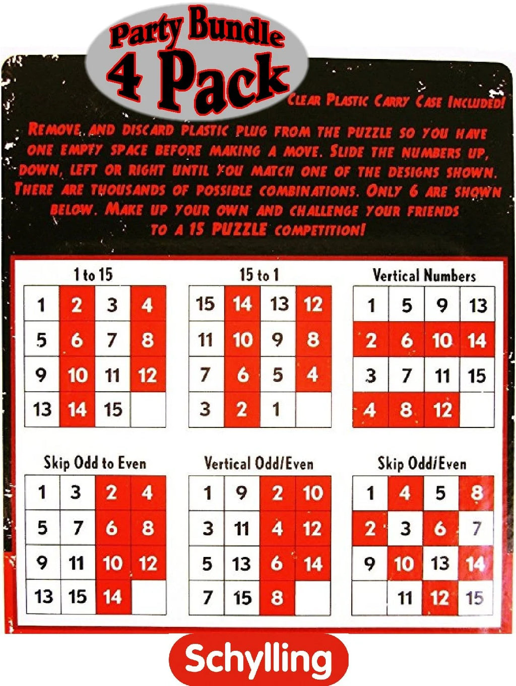 4 Pack Number Slide Brain Teaser with Clear Carry Case N36678