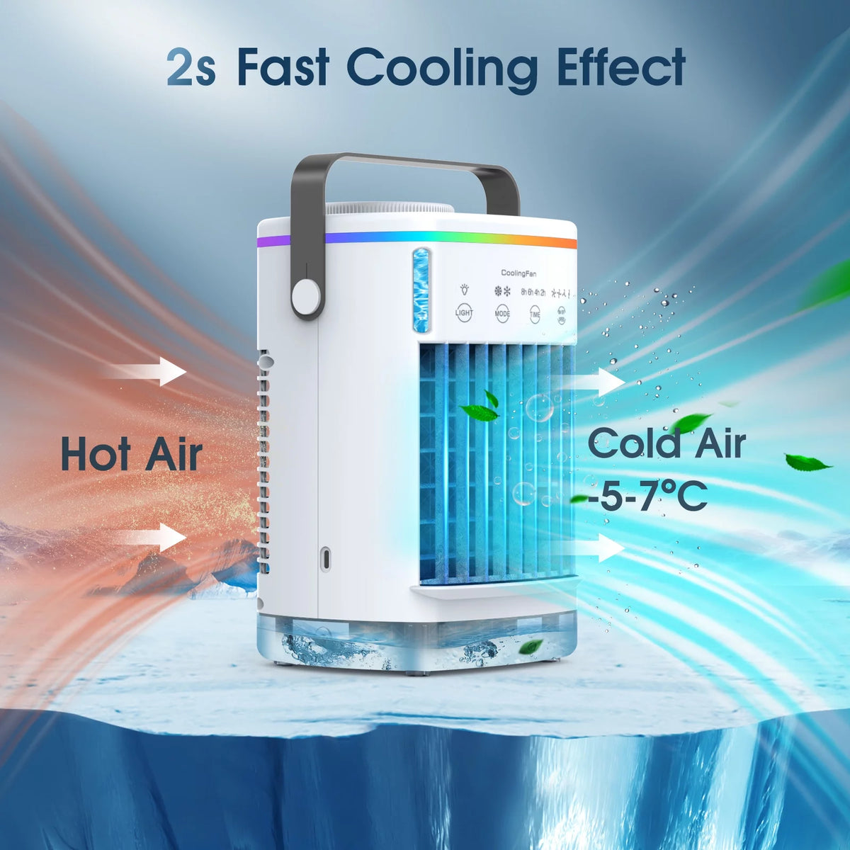 Portable 700ml Mini Evaporative Air Cooler Desk Fan with 4 Speeds W418