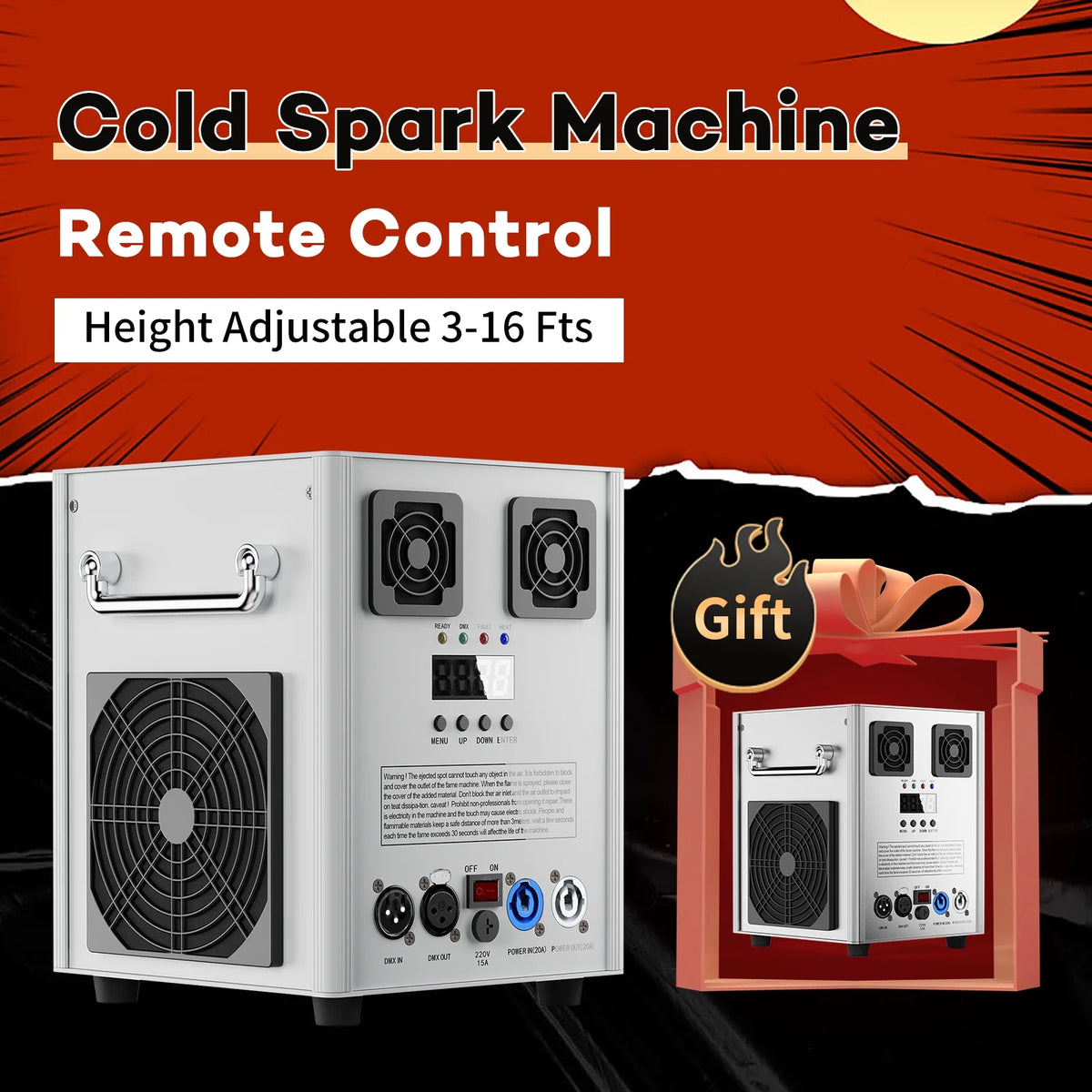 Cold Spark Machine 3-16FT Adjustable Stage Special Effect Machine with Wireless Remote Control DMX Low Noise Stage Equipment for Wedding DJ Disco Party 2pcs T729218