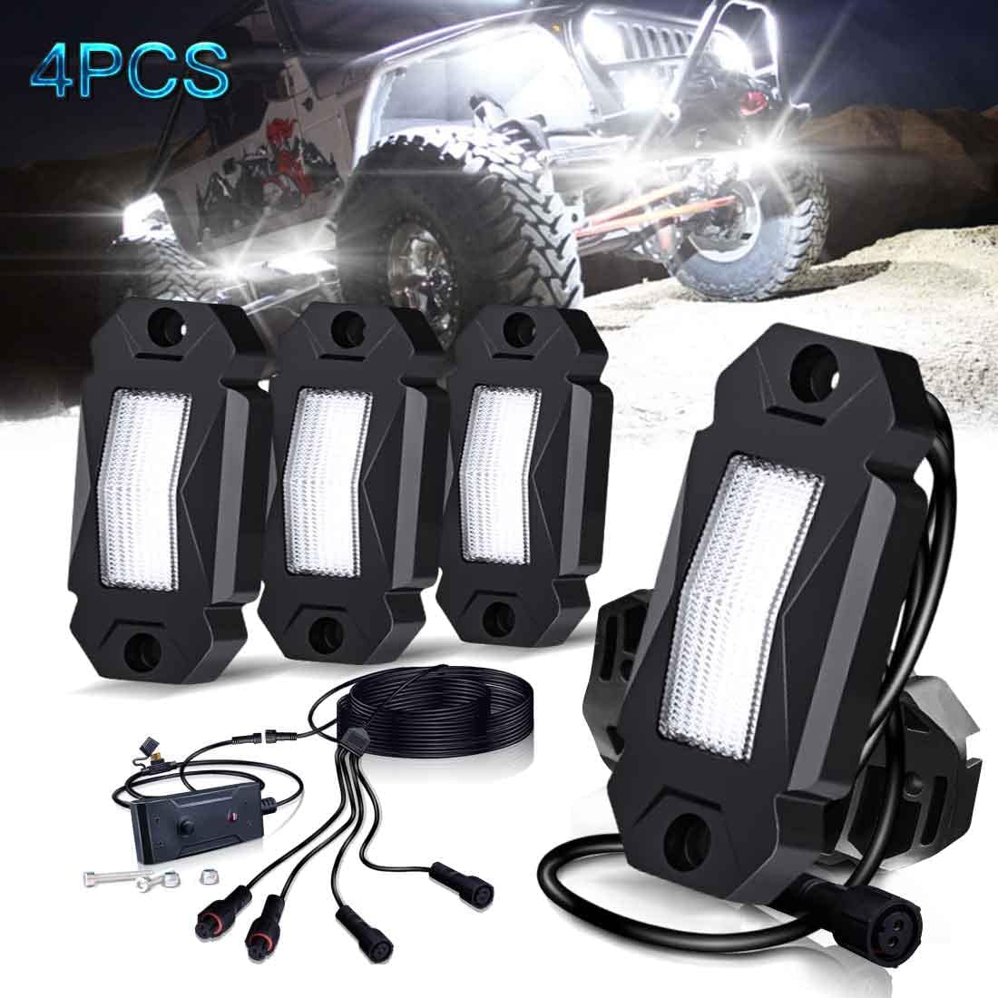 4Pods LED Rock Lights White with Switch Wire Harness W578
