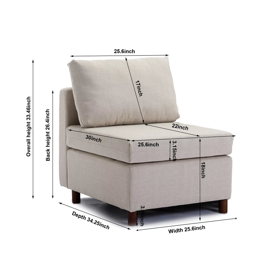 Linen Modular Sofa Armless Chair U551