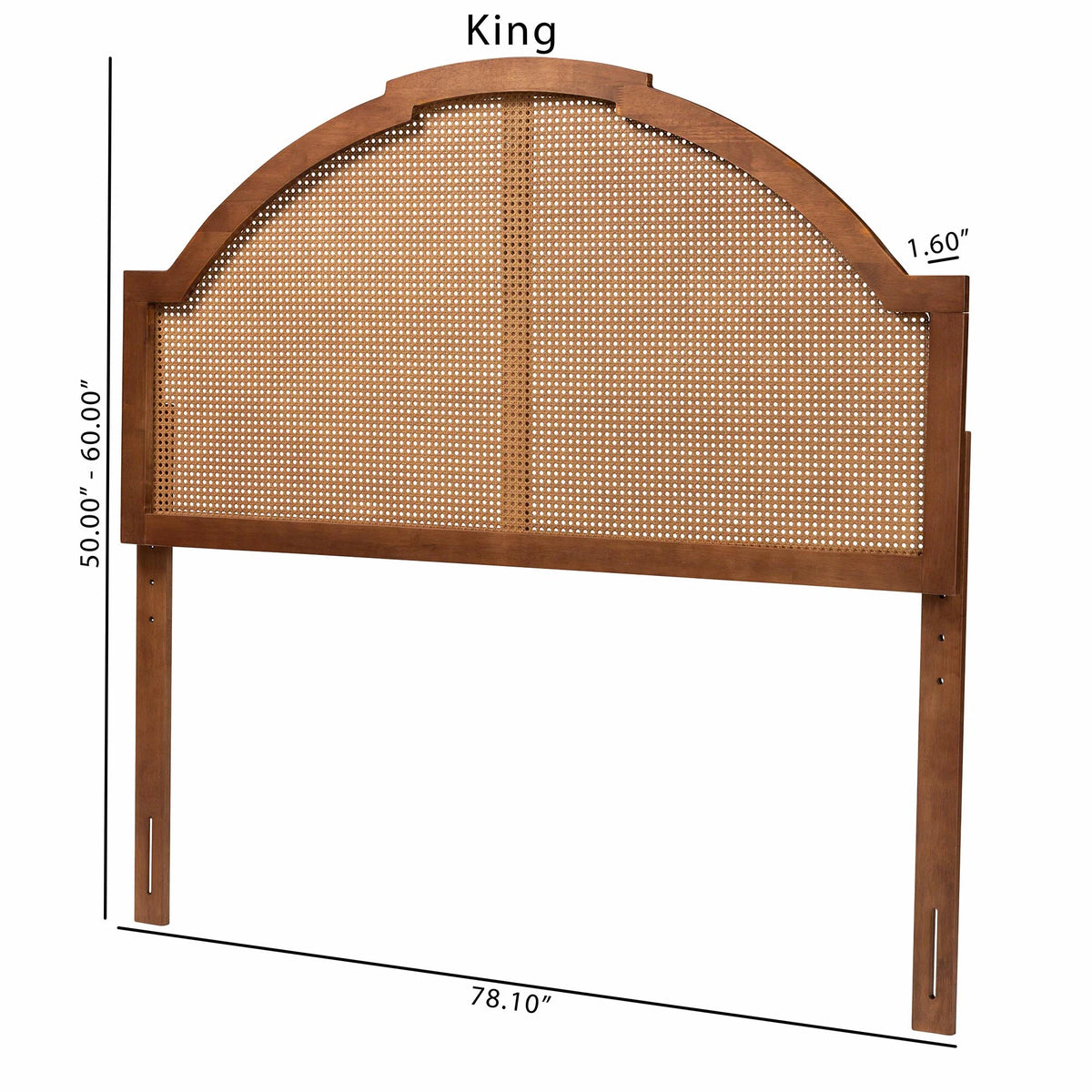 Ash Walnut Finished Wood Queen Size Headboard with Rattan H856