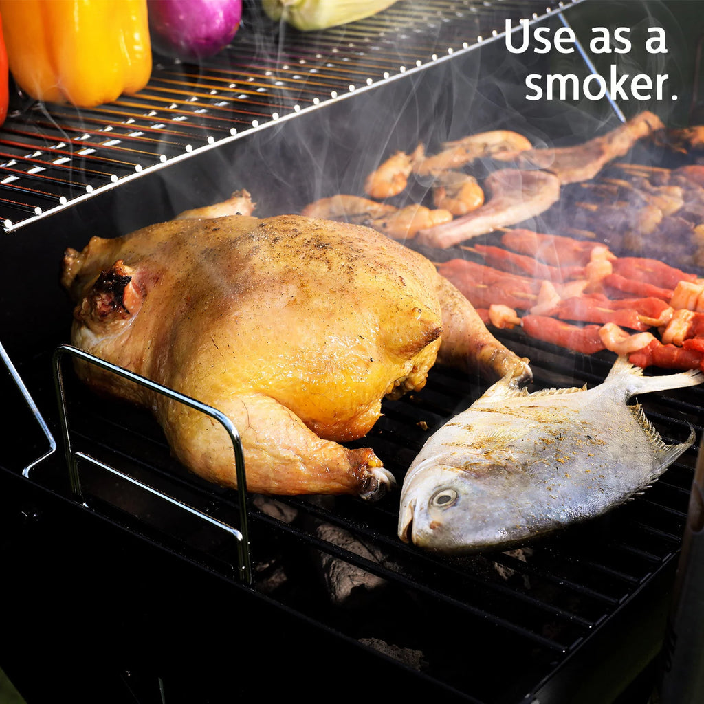 Portable Barrel Charcoal BBQ Grill with Front Shelf W55132