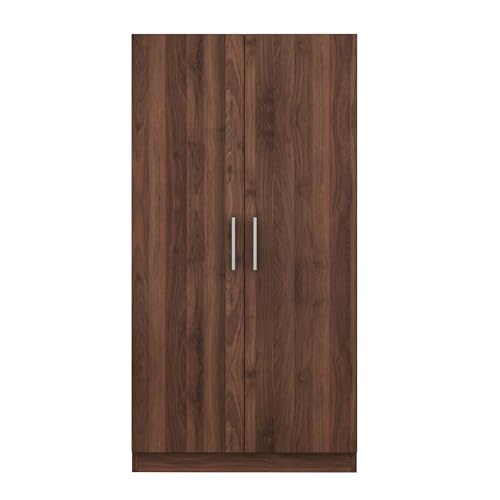 White Wooden Armoire with Drawer, Hanging Rail and 5 Shelves J51046
