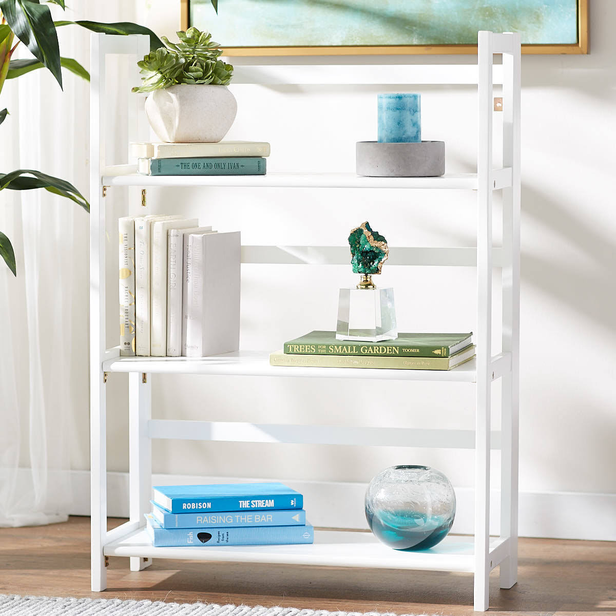 White 3 Shelf Folding Bookcase W429023