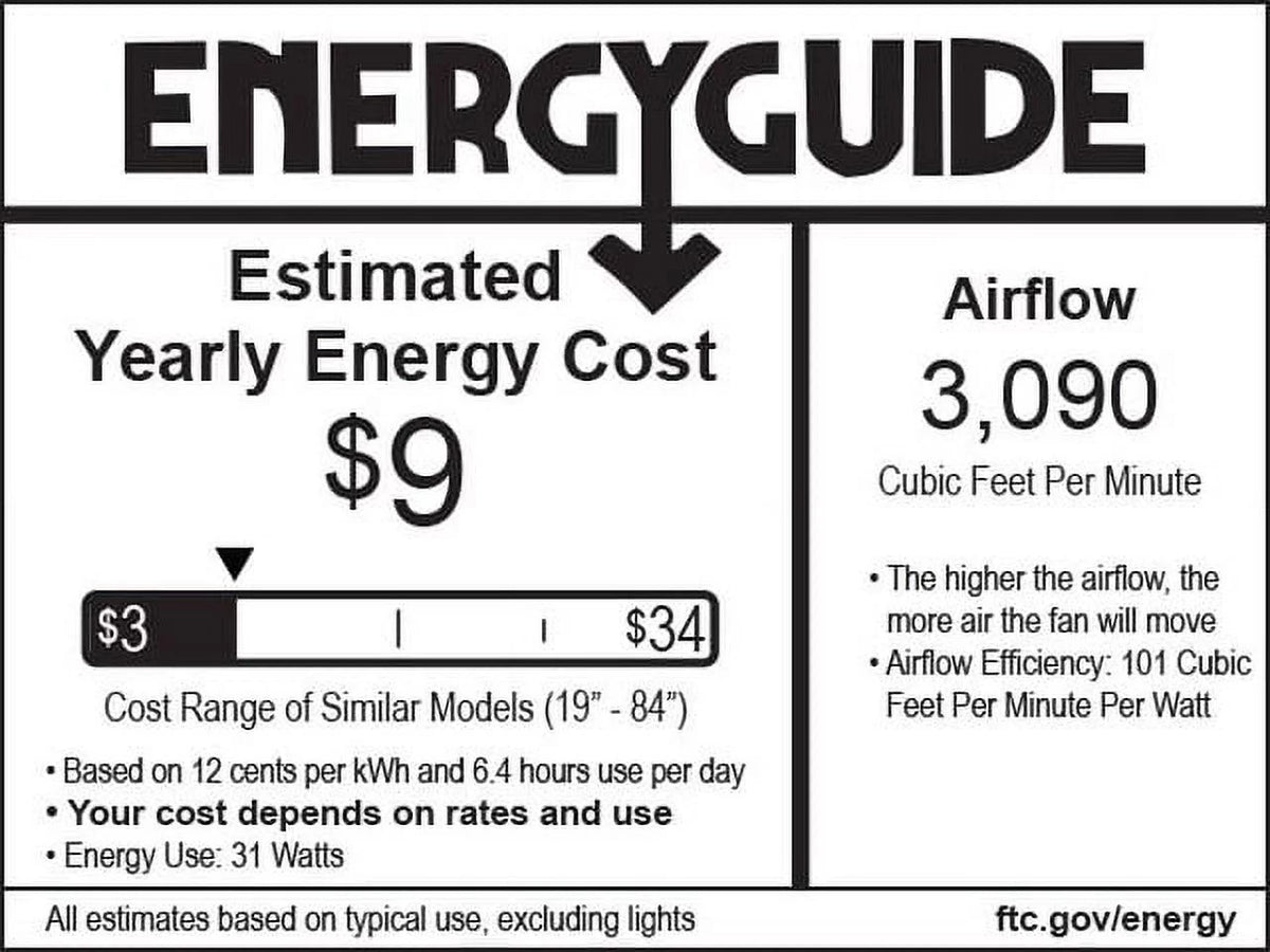 52" 3-Blade Ceiling Fan Flat White T7420