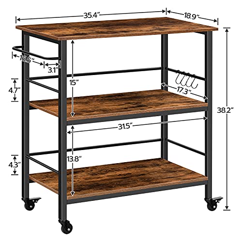 Rustic Brown and Black Kitchen Island with Storage H683
