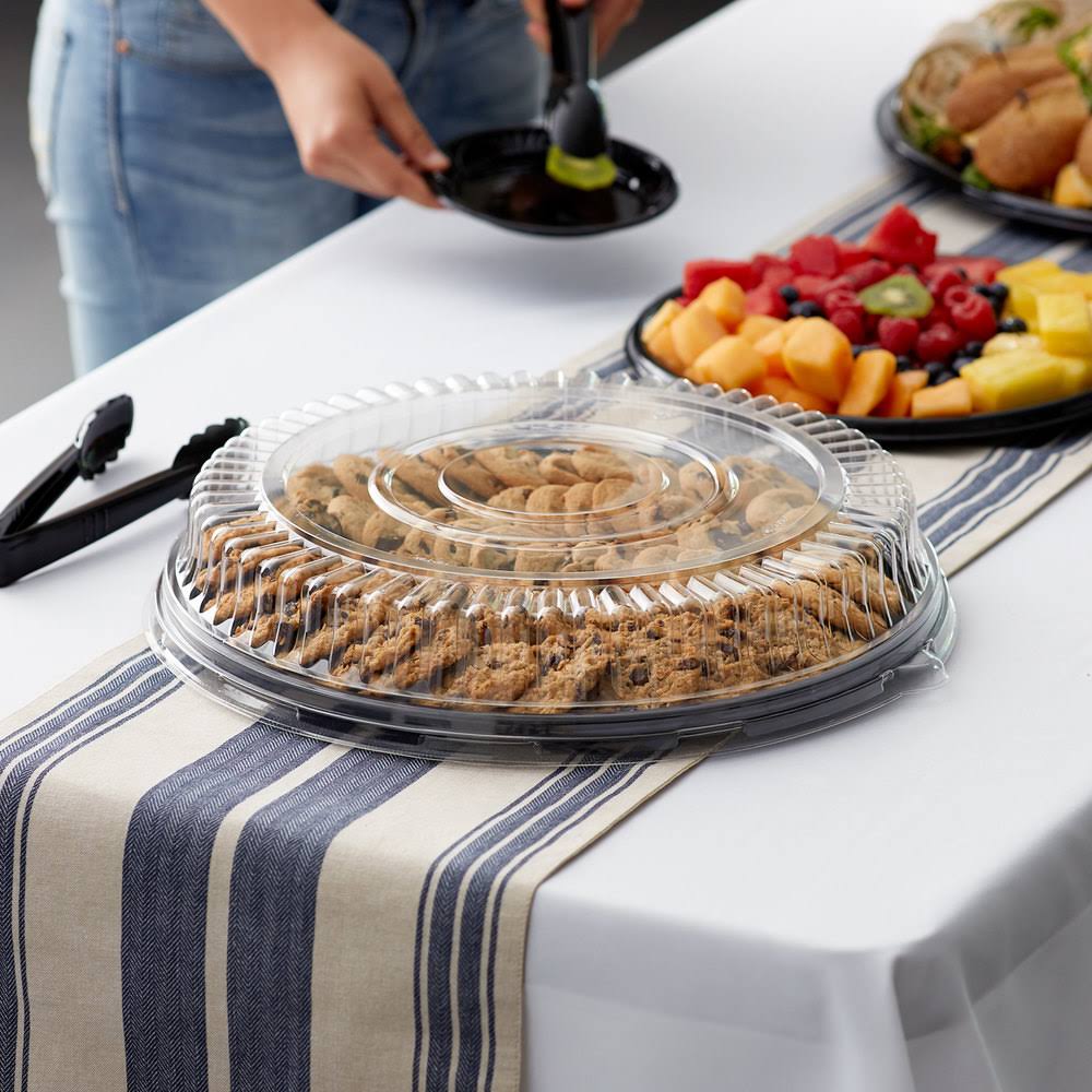 16x22 Clear Pet Plastic Round Catering Tray Low Dome Lid - 25/Case C890509