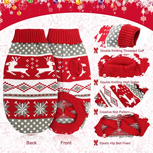 Cat & Dog Christmas Sweater 2 Pack X-Small Red Grey A211