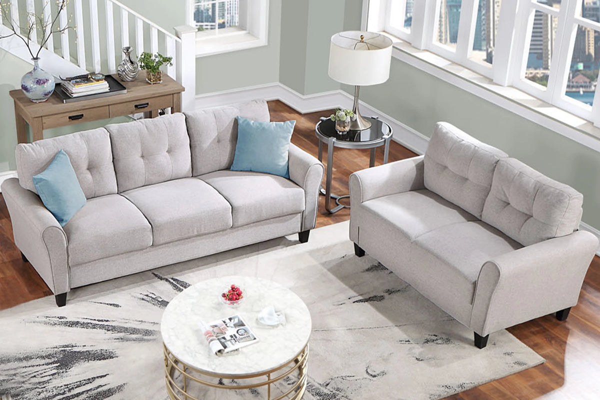 Light Grey Linen 2+3-Seat Sofa Set O953