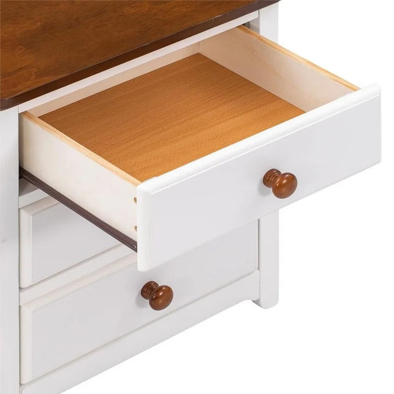 Solid Wood Nightstand with USB Charging Port and Three Drawers M43190