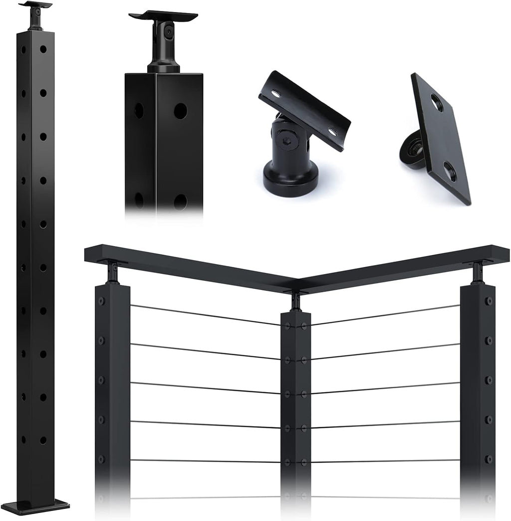 Square 36x2x2 304 Stainless Steel Black Pre-drilled Post J568