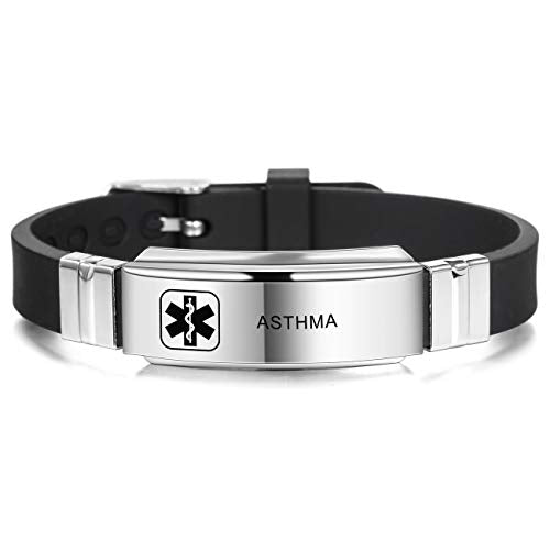 Custom Engraved Silicone Adjustable Medical ID Bracelet with Emergency Card M4137
