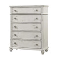 Antique White 5-Drawers Wood Dresser Chest with Turned Legs A865