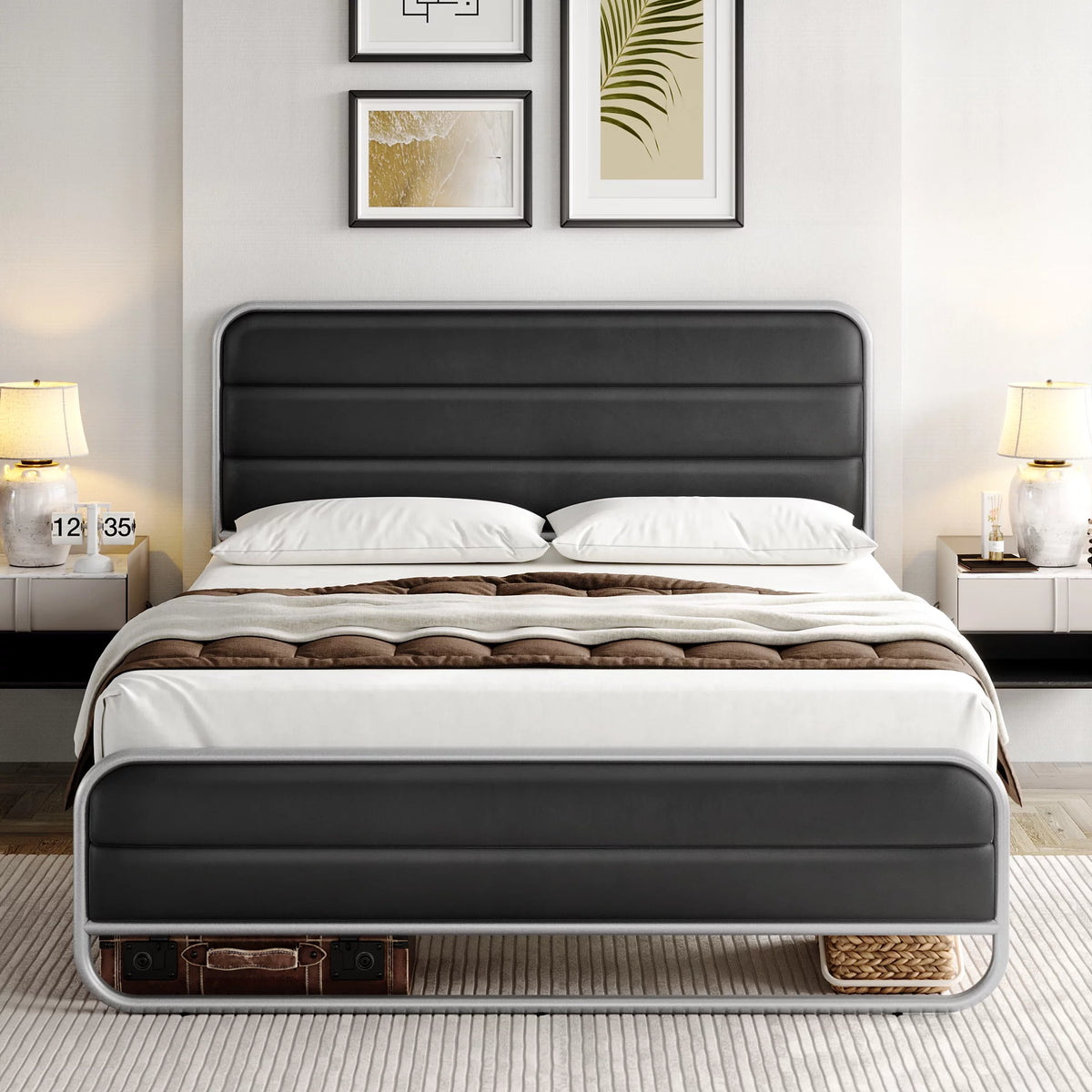 Full PU Leather Upholstered Platform Bed Frame M820615