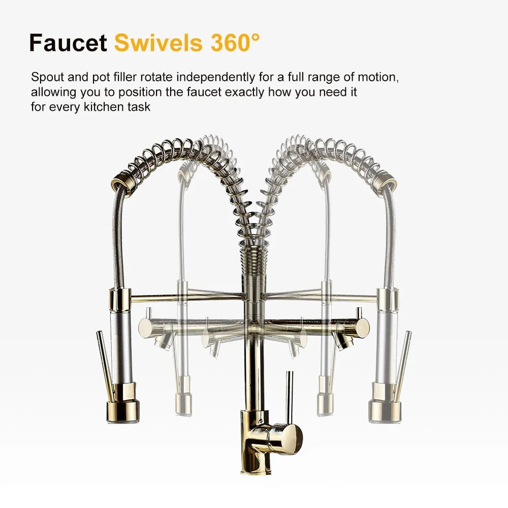 Pull Out Sprayer Kitchen Faucet Solid Brass H750