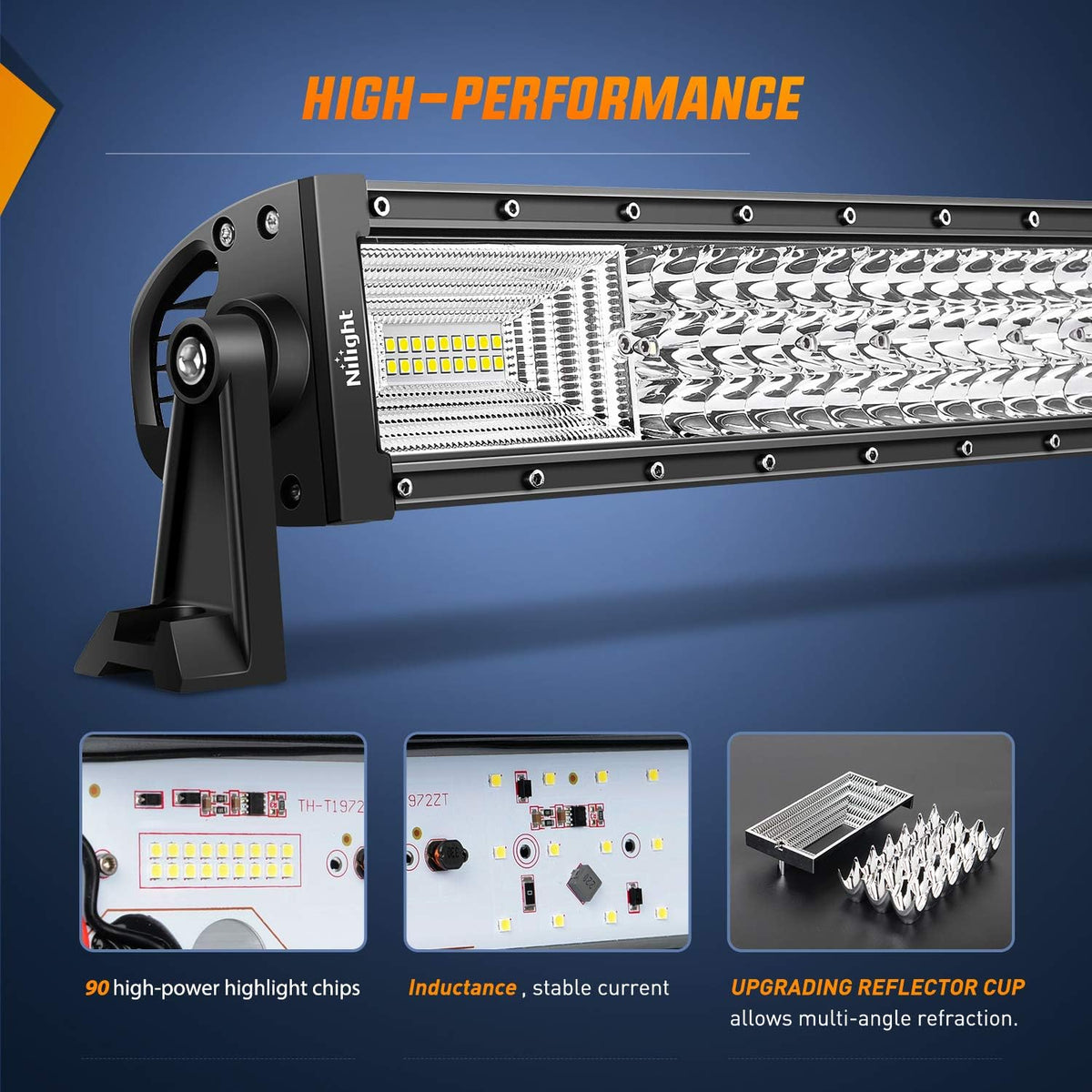 22Inch 270W Triple Row LED Light Bar Flood Spot Combo Beam Driving Lights T18730