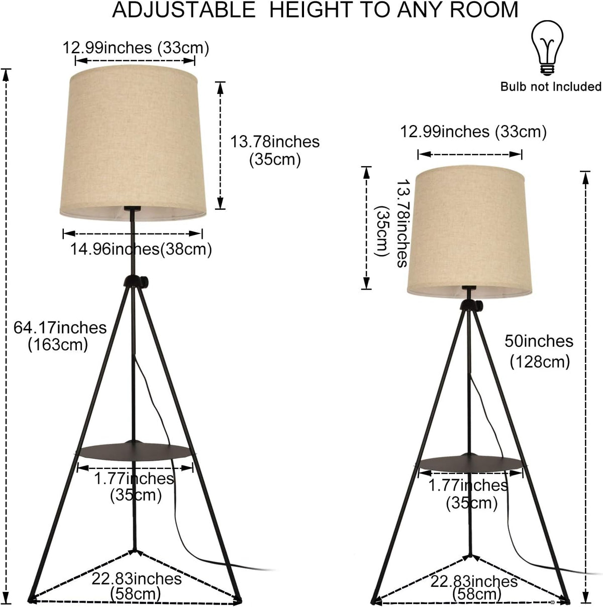 Tripod Floor Lamp with Table Shelf V1348