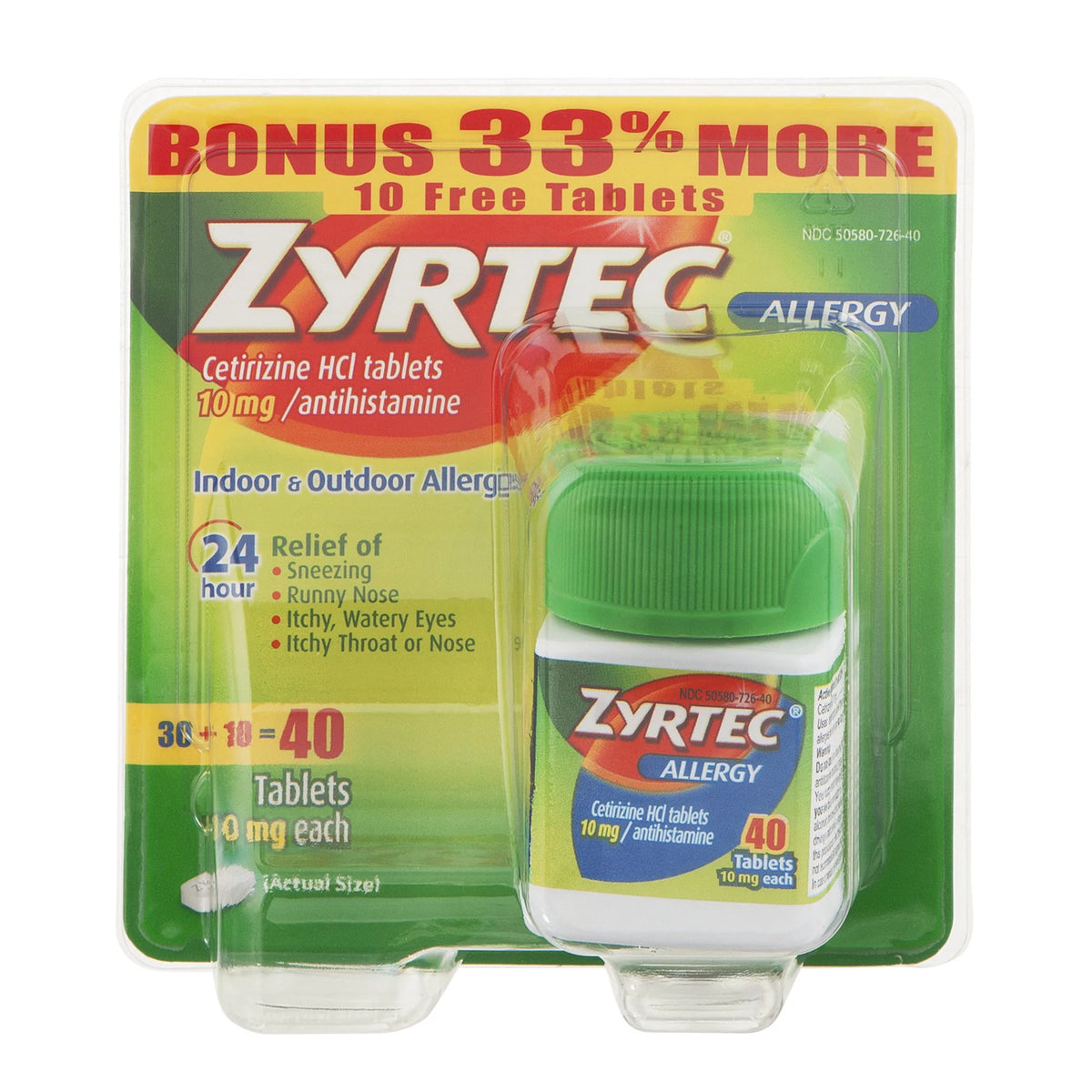 24 Hour Allergy Relief Tablets, 30+10 Ct A8146