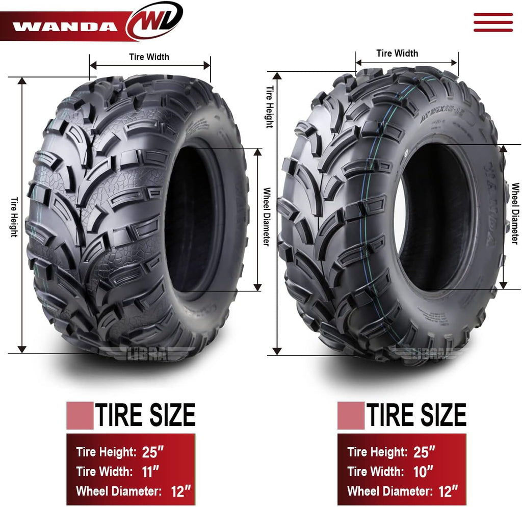 Set 6 25x10-12 & 25x11-12 ATV UTV Tires A606176