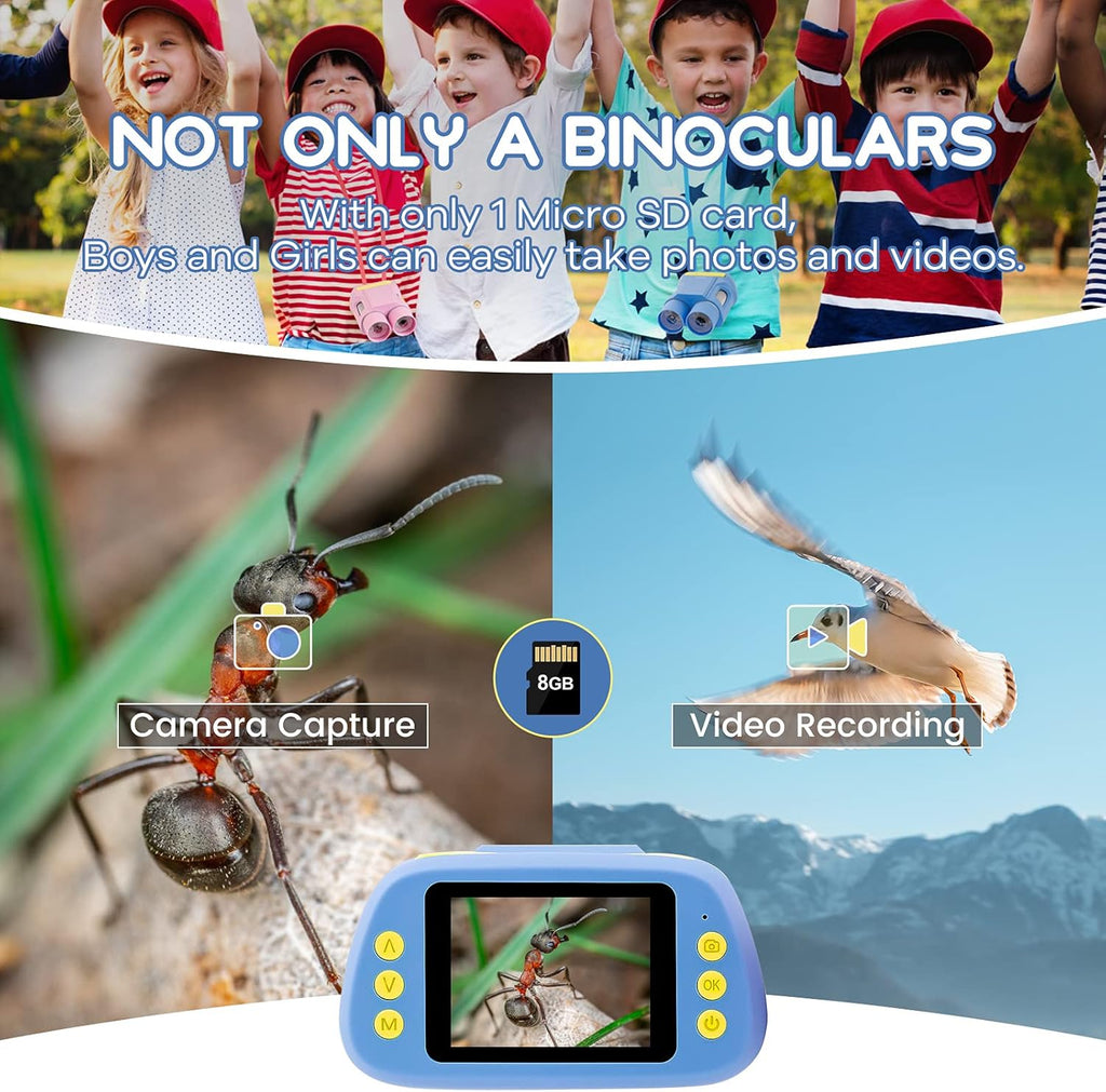 Kids Microscope and Telescope Double Lens, Portable Handheld Microscope Binoculars, Digital Camera and Video Microscope Kit, 2 LCD Blue C8769