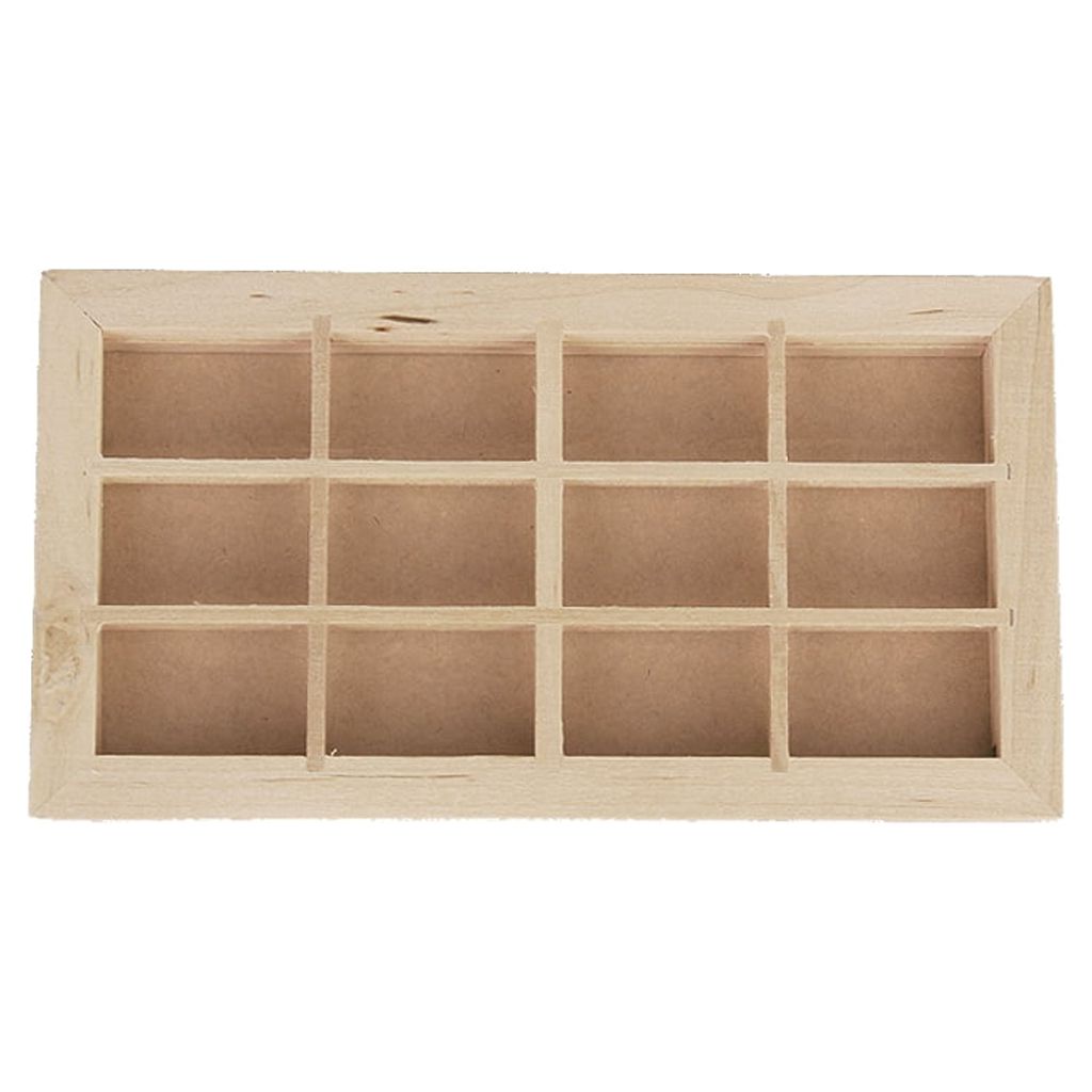 Vintage 12-pane Wooden Dolls House Window N834