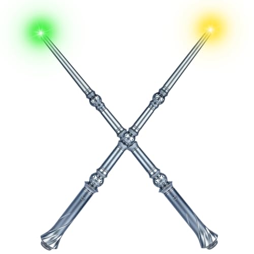 Light Up Magic Wand with Sounds & 4 Color Lights, Brown, 2PCS U605238