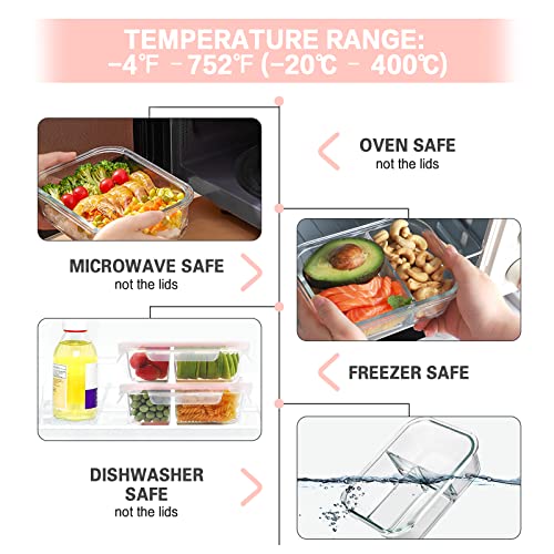 9 Pack Glass Meal Prep Containers with Lids K795800