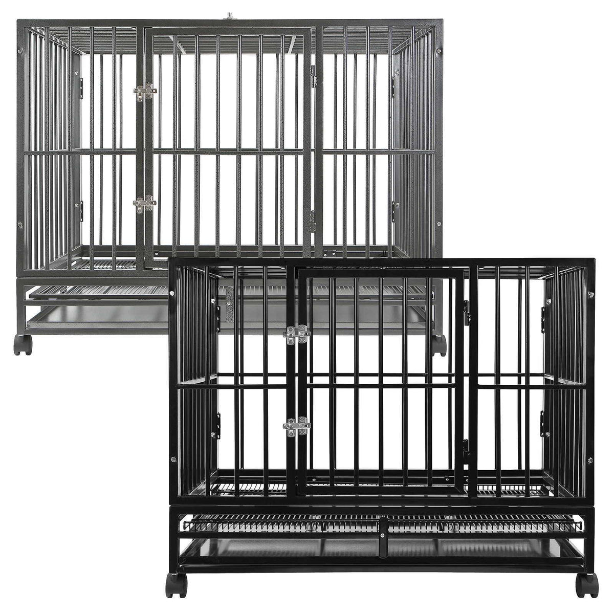 Silver Two-Door Dog Crate with Tray Z96648