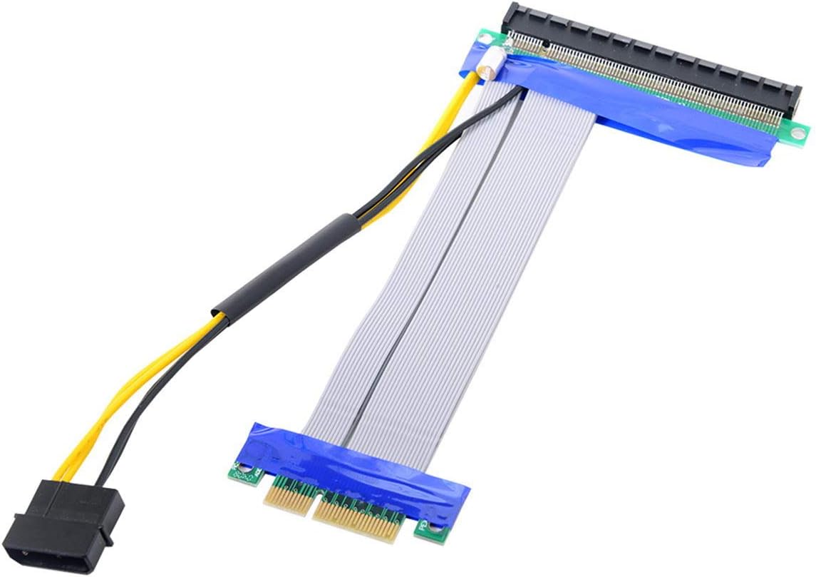 PCI-E Express 4X to 16x Riser Card Adapter with 4pin Power 15cm S77184