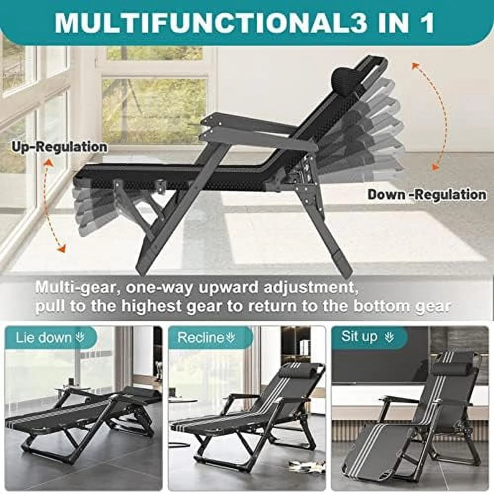 Folding Chair with Adjustable Backrest and Removable Cushion T704018