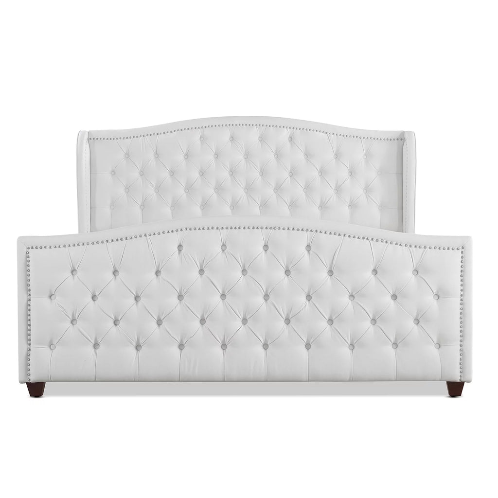 Tufted Wingback King Bed Bright White X92465