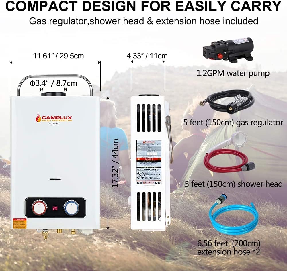 1.58 GPM Portable Propane Tankless Water Heater with Water Pump I9022