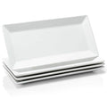 White 12 Inch Porcelain Rectangular Serving Platters Set of 4 M5175
