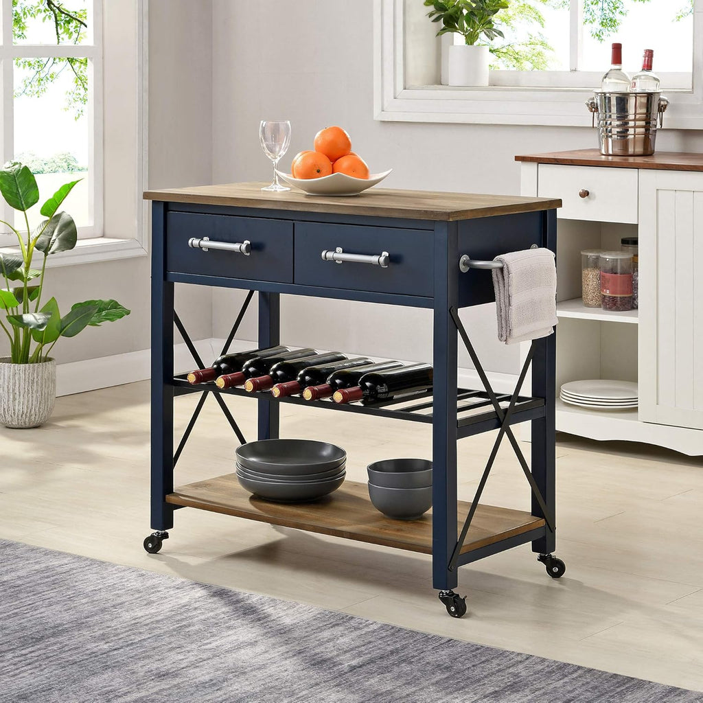 White Farmhouse Kitchen Cart P393236