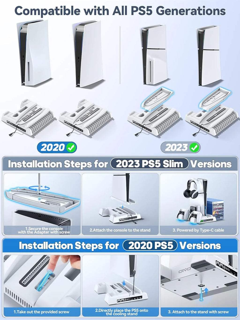 PS5 Stand and Cooling Station with RGB LED A5616
