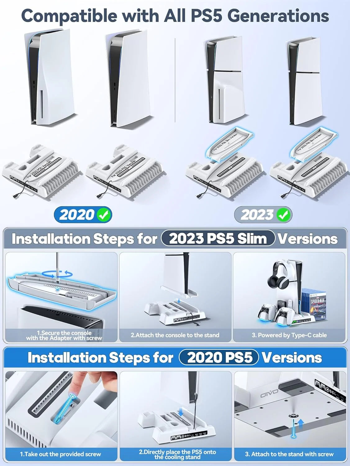 PS5 Stand and Cooling Station with RGB LED A5616