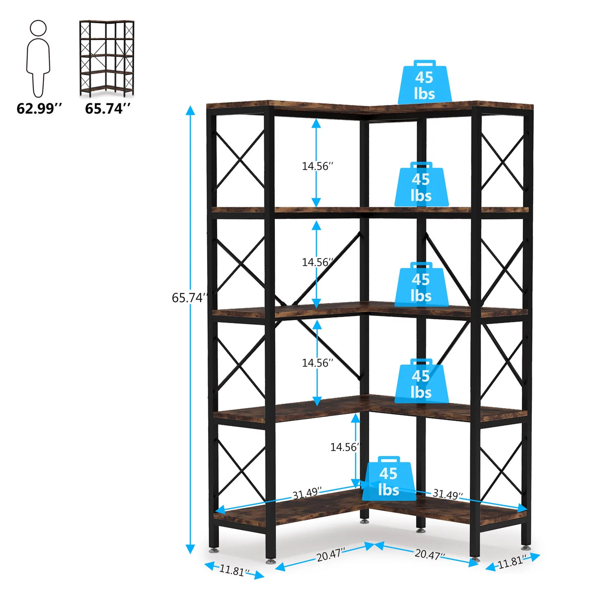 5-Tier Corner Bookshelf V27777