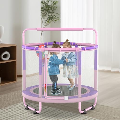 60" 5ft 6-in-1 Trampoline with Swing, Basketball Hoop, Dart Board, Gymnastics Bar K9241
