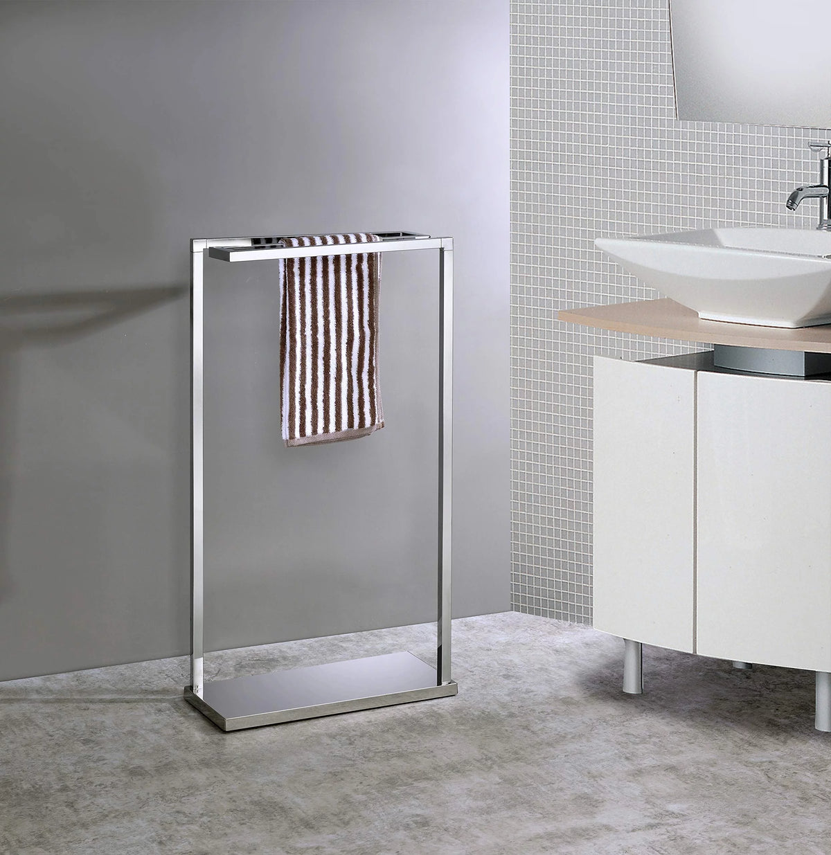 3 Bar Metal Freestanding Towel Rack Stand Chrome Z949397